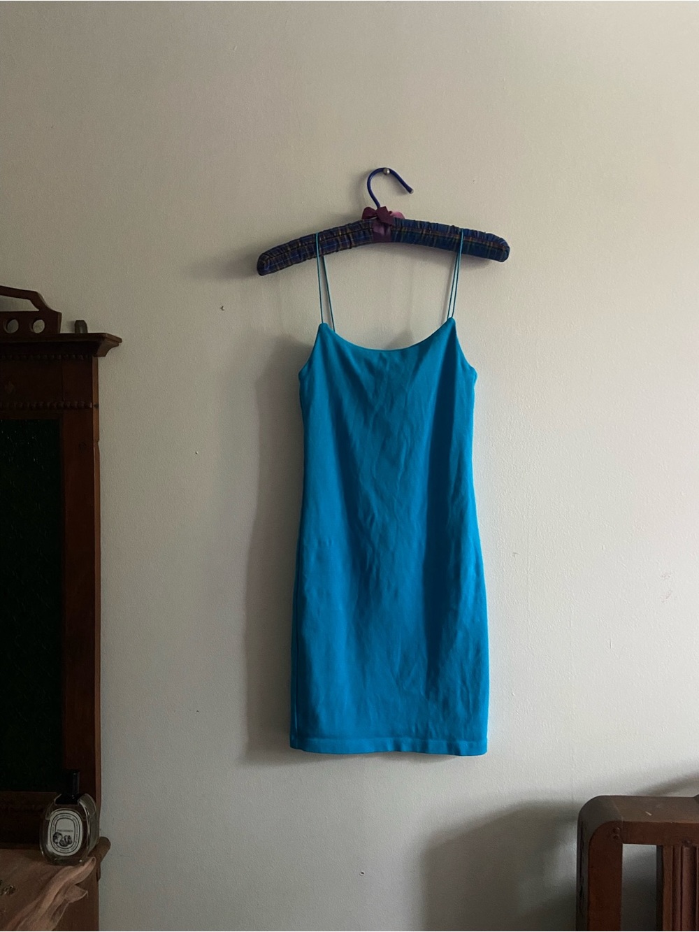 Zara Vibrant Aqua Spaghetti strap bodycon dress size S or M summer